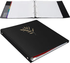 Uquelic 80-Pocket Binder with Plastic Sleeves for Letter/A4 Size(11" x 8.5"), Golden Leaf Printed Cover, Document Binder Organizer for Papers, Certificates and Artwork with Rainbow PP Divider Pages