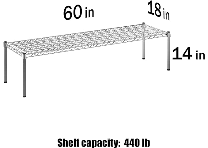 Regal Altair 18" Deep x 60" Wide x 14" Height Wire Shelving Kit | 1-Tier | NSF Commercial Storage Rack Unit