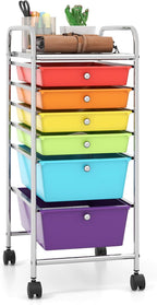 Giantex 6 Storage Drawer Cart Rolling Organizer Cart for Tools Scrapbook Paper Home Office School Multipurpose Mobile Utility Cart (Tomato, Orange, Light Green, Turquoise, Purple)