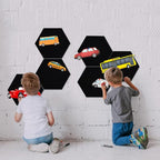 Vuzvuv 6 Pcs Hexagon Bulletin Board with 50 Pushpins & Sticky Note Adhesive Cork Board for Wall，Felt Pin Board for School，Office Decor（Black）