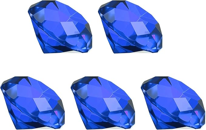 PATIKIL 5 Pcs Diamond Crystal Paperweight, 30mm / 1.18 Inch Crystal Paperweight Paper Weight for Home Office Desktop Table Decor Wedding Party Jewelry Ornaments, Dark Blue