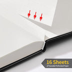 Annecy Numbered Bullet Dotted Journal Notebook, Medium 5.5x 8.25, 160 Pages 100GSM Writing Paper, A5 Black Faux Leather Cover with Pen Loop