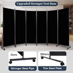 Room Divider Folding Privacy Screens with Lockable Wheels, 132'' Partition Room Dividers Freestanding Room Divider Fabric Panel for Room Separation, Wall Divider for Home Office Bedroom Dorm Decor