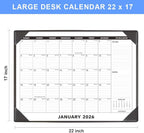 Large Desk Calendar 2026 with Desktop Mat, KOPEESY 22" x 17" Desktop Calendar, 18 Mouths From January 2026 to June 2027, Office Supplies Desk Blotter Calendar for Home School and Office