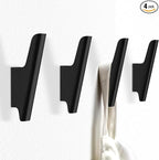 FCOWK Wood Wall Hooks 4 Pack Coat Hooks Wall Mount Black Wooden Hooks for Hanging Hat, Bag, Backpack, Rustic Coat Hooks for Wall, Wood Towel Hooks for Bathrooms and Entryway Hooks (Black)