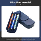 MIVLXLX Leather Triple Pen Case Pencil Pouch Holder for Three Fountain Ballpoint Rollerball Pens and Pencils Gift Choice for Man/Woman/Office (blue)