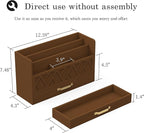 WISUCART Bamboo Mail Organizer Countertop Wood Desk Organizer Drawer Tabletop Storage Box Letter Sorter Makeup Organizer for School Home Office Supplies Brown