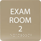 ADA CENTRAL SIGNS - 6" X6" Exam Room 2 Sign - ADA Compliant Tactile Graphics Grade 2 Braille Text Acrylic Wall Signs - Educational Institution Directional Assistance Test Center Door Sign for Schools