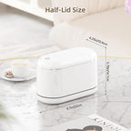 PAVSTINE Mini Trash Can for Desk with 5 Rolls of Trash Bags, Small Press-Top Countertop Garbage Bin, Removable Waste Basket for Bedroom, Vanity, Coffee Table, Kitchen (White Half-Lid)