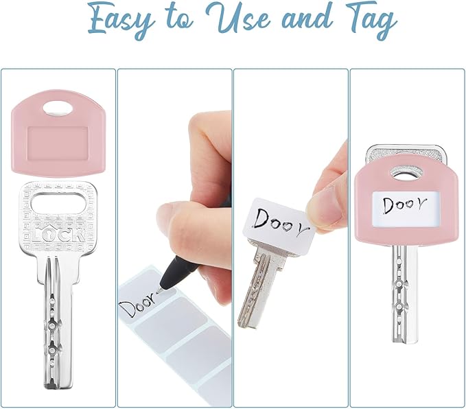 Blulu 80 Pcs Key Labels Key Color Covers Caps Tags Covers Set Plastic Keys Identifier Rings Toppers for Tags Organization House, 2 Styles(5 Morandi Color)