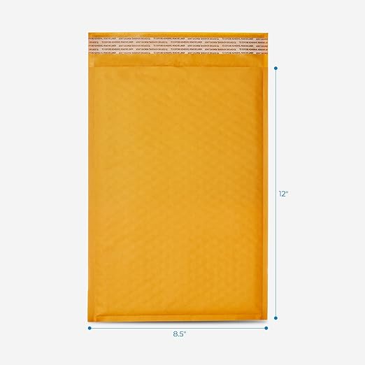 HOLPACK Golden Kraft Bubble Mailers 8.5x12 inch - 100 pack, Self-Seal Cushioning Padded Envelopes #2 | Small Business eCommerce shipping jewelry, makeup, cosmetics, and more - MADE IN USA