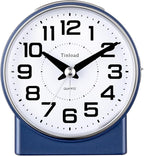 Tinload 4.3" No Ticking Analog Alarm Clock,Silent Readable for Seniors,Easy to Set,Gradual Rise Alarm,Big Numbers,On/Off Switch on Side,Gentle Wake,Snooze,Lighted on Demand,Battery Operated,Blue