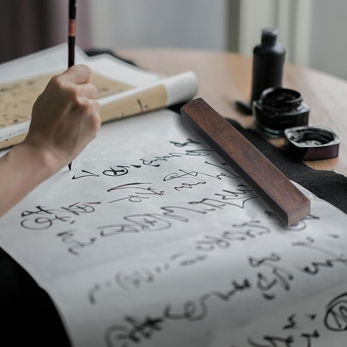 uxcell 1 Pair Calligraphy Paper Weights, 5.9" Wooden Paperweight Desk Accessory for Home Office Calligraphy Practice Drawing Writing, Gift for Writers Professionals, Black