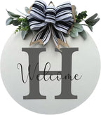 Wood front door sign Wood sign Home decor Welcome sign Sign for front door House warming gift Wedding gift (Personalized Welcome, 22" Width)