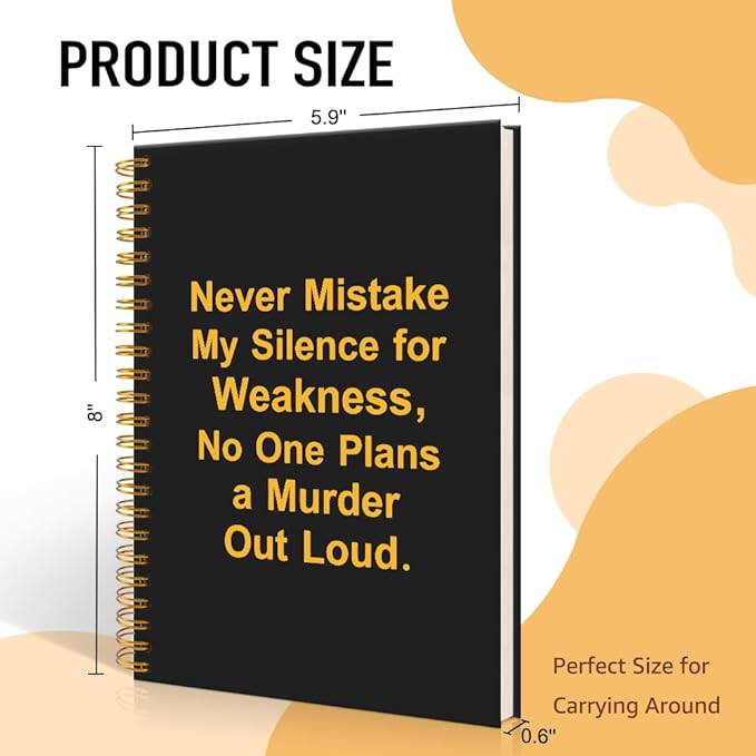 Mhfpl Never Mistake My Silence for Weakness Black Golden Spiral Notebook, Office Gag Gifts for Boss Leader, Funny Saying Sarcastic Work Notebook Gifts for Coworker Supervisor Mentor Manager