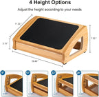 StrongTek Ergonomic Under Desk Footrest, 3 Adjustable Heights Wooden Office Footrest, Large Anti-Slip Surface, Improves Posture and Blood Circulation, up to 400lbs (Natural)
