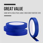 Lichamp Blue Painters Tape 3/4 inch, 4 Pack Blue Masking Tape 3/4 inch x 55 Yards x 4 Rolls (220 Total Yards)