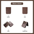 MIVLXLX Leather 6 Fountain Pen/Pencil Tray Case, Handmade, Magnetic Closure with Drawer Design, Gift Choice for Man/Woman/Office, 6 Slots（gray）