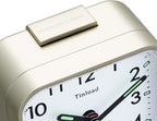Tinload Small Battery Operated Analog Travel Alarm Clock Silent Non Ticking,Gentle Wake, Ascending Beep Sounds, Snooze,Lighted on Demand,Easy Set(Gold)