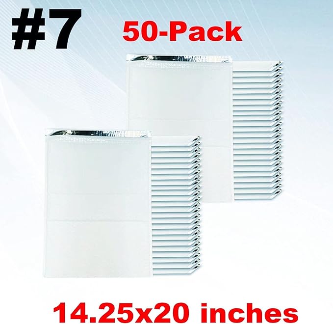 iMBAPrice 14.5x20 Inches White Color Polybubble Bag, 50-Pack Size #7 Self Seal Poly Bubble Mailers Padded Packing Envelopes (Total 50 Bags)