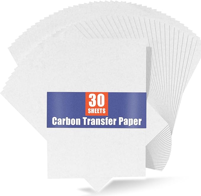 PSLER 30PCS White Carbon Transfer Paper for Wood Burning Craft, Paper, Canvas and Other Art Craft Surfaces A4 Size 8.27 X 11.81 Inch