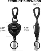 LATTHANT Badge Holder Retractable Clip, Heavy Duty Retractable Keychain with 31.5 in Smooth Steel Cord, Durable 360-degree Rotating Carabiner Badge Holder for Work, Fishing, Car Key