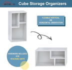 VECELO Wide Bookshelf Set, Fits 9.3" × 10-12.8" Hardcovers, Cube Storage Bookcases, Free-Standing for Living Room, Bedroom, Home Office, 2/3-Tier, 2-Pack, White
