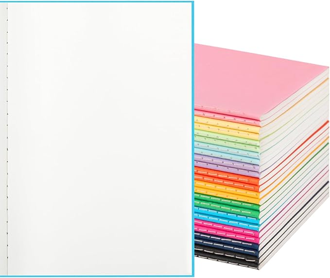 ALKALO 24 Pack Colorful Blank Notebooks for writing, Journals Bulk, A5 Composition Books, 8.3x5.5 Inch, 60 Pages, 30 Sheets Sketchbooks for Office School Travel Supplies (Blank-24 pack, 12 Colors)