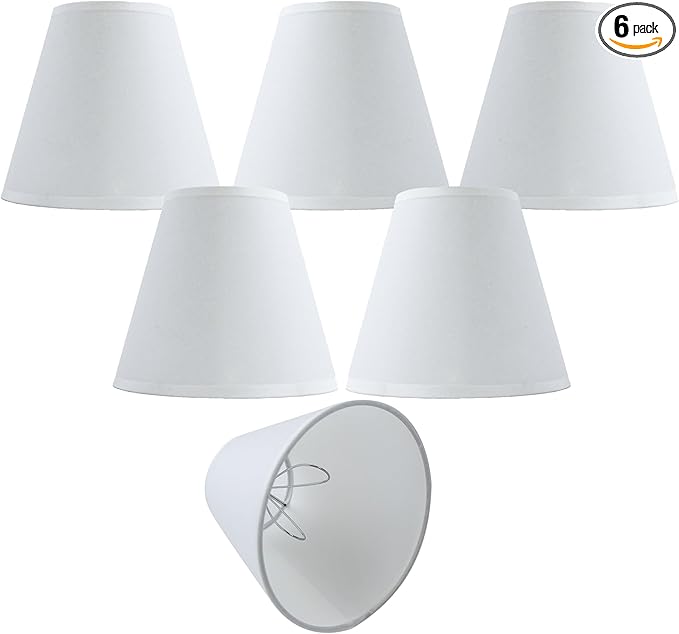 TAaMTYH small lamp shade chandelier shades set of 6，Fabric Lampshade for Wall Lamp，chandelier shades，small table lamps，For Cutting Edge bulbs, Clip-on Fitter Lampshade，3" X 6" X 5"