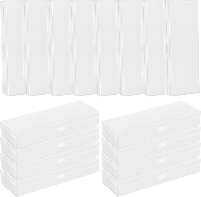Fainne 24 Pcs Plastic Pencil Case Bulk Pencil Boxes Plastic Stationery Case Frosted Pen Box Pen Holder with Hinged Lid Snap Closure for Office(Single Layer,White,7.68 x 2.6 x 1.18 Inch)
