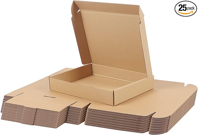 PHAREGE 12x9x2 inch Shipping Boxes Bulk 25 Pack Brown, Tab Lock Tuck Top Mailer Boxes for Packaging Small Business, Medium Cardboard Gift Boxes for Wrapping Mailing Present