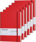 SUQJOY Lined Journal Notebooks, 6 Pack 160 Pages, 5.5x 8.2-Inch Journals for Women Men, Hardcover Notebook with 100 gsm Thick Paper, A5 Size College Ruled Notebook for Writing/Travel/Work (Red-6 Pack)