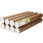 3" x 24" Reinforced Kraft Paper Mailing Tubes, Pack of 8 Tubes with 2 Caps Each – USPS Approved Poster Tube – Made in USA Cardboard Tube for Shipping and Storing Posters, Prints, Artwork, or Documents