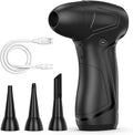 PureWellness Compressed Air Duster Can, Cordless Air Blower, Rechargeable Electric Duster & 3 Nozzles for Keyboard, PC, Home Cleaning, Portable Cleaning Kit, Black