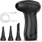 PureWellness Compressed Air Duster Can, Cordless Air Blower, Rechargeable Electric Duster & 3 Nozzles for Keyboard, PC, Home Cleaning, Portable Cleaning Kit, Black