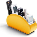 BONNY DODO Remote Control Holders Organizer Box with 5 Compartment PU Leather Multi-functional Office Desk Storage Caddy Store Tv Remote for Media Player,Brush,Pencil,Glassees&Office Supplies (GOld)