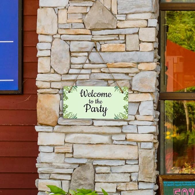 Signs ByLITA Greenery Wreath Personalized Hanging Wall or Door Sign (5 x 10") | Custom Signage for Your Home & Business
