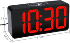 DreamSky Small Digital Alarm Clock for Bedroom, Large Big Numbers Display with Brightness Dimmer, Electric Bedside Desk Clock with USB Charging Port, Adjustable Alarm Volume, USB-C Adapter Powered