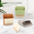 SAYAPE Small Broom and Dustpan Set, Portable Hand Whisk Broom Brush, Mini Hanging Trash Can, Soft Bristle Household Brooms with Dust Pan Combo Set for Cleaning Home, Desktops - 2 Pack (Gray+Orange)