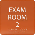 6" X6" Exam Room 2 Sign - ADA Compliant Tactile Graphics Grade 2 Braille Text Acrylic Wall Signs - Educational Institution Directional Assistance Test Center Door Sign for Schools