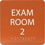 6" X6" Exam Room 2 Sign - ADA Compliant Tactile Graphics Grade 2 Braille Text Acrylic Wall Signs - Educational Institution Directional Assistance Test Center Door Sign for Schools