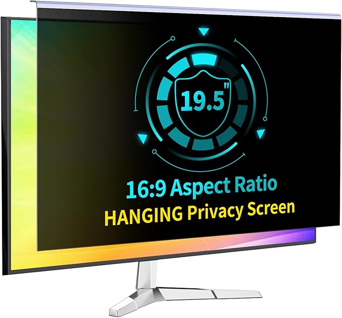 DEJIMAX 19.5 Inch Computer Privacy Screen for 16:9 Computer Monitor, Anti-Blue Light Monitor Privacy Screen Filter, Anti-UV Computer Shield