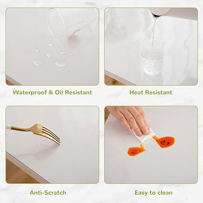Eisdroma 38 x 78 Inch Clear Table Cover Protector, Clear Table Protector for Dining Room Table, 1.5mm Plastic Table Cover, Waterproof Table Pad for Kitchen, Office