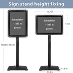 STANDNEE Heavy-duty Poster Stand Holder 11"x 17" Pedestal Floor Standing Sign Holder Vertical and Horizontal View Sign Display, Aluminum Snap Open Frame with Safety Corner, Black