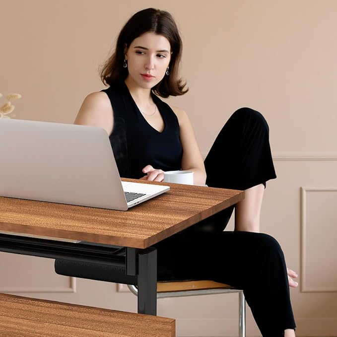 Folding Conference Table,Modern Office Conference Room Tables,Flip-Top Mobile Training Seminar Table,Foldable Rolling Meeting Table with Caster Wheels,Suitable for Office,Meeting Room (4Pack 47.2in)
