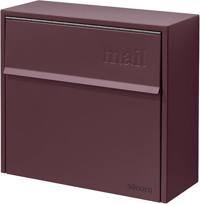 Wall Mount Mailbox - Small, Anti-Theft Locking Mailbox, Weatherproof Mailboxes for Outside The House, 13.5" H x 15" L x 5.5" D (Malbec)