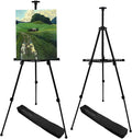 Art Artist Easel Stand for Displaying, RRFTOK Metal Tripod Adjustable Easels for Painting Canvases Height from 21" to 66" with Reinforced Triangle - Carry Bag for Table-Top/Floor Drawing and,Black