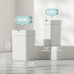 ELPHECO Bathroom Trash Can with Lid, 2 Pack Automatic Garbage Can, 2.5 Gallon + 4 Gallon Motion Sensor Smart Bathroom Decor, Slim Waterproof Trash Bins for Bedroom, Office, Living Room, White