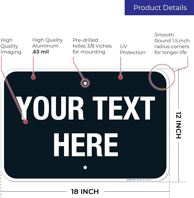 Personalized Custom Black Background Customize for Office, Business, Airbnb, Workplace, Home, Delivery Sign, 12x18 Inches, Rust Free .063 Aluminum, Fade Resistant, Made in USA by Sigo Signs