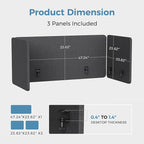 MORDEER 47.2 Inch Desk Divider Panels Set, Acoustic Divider Panel for Privacy, Fabric Wrapped Room Dividers for Office, Easy Assemble, Dark Grey